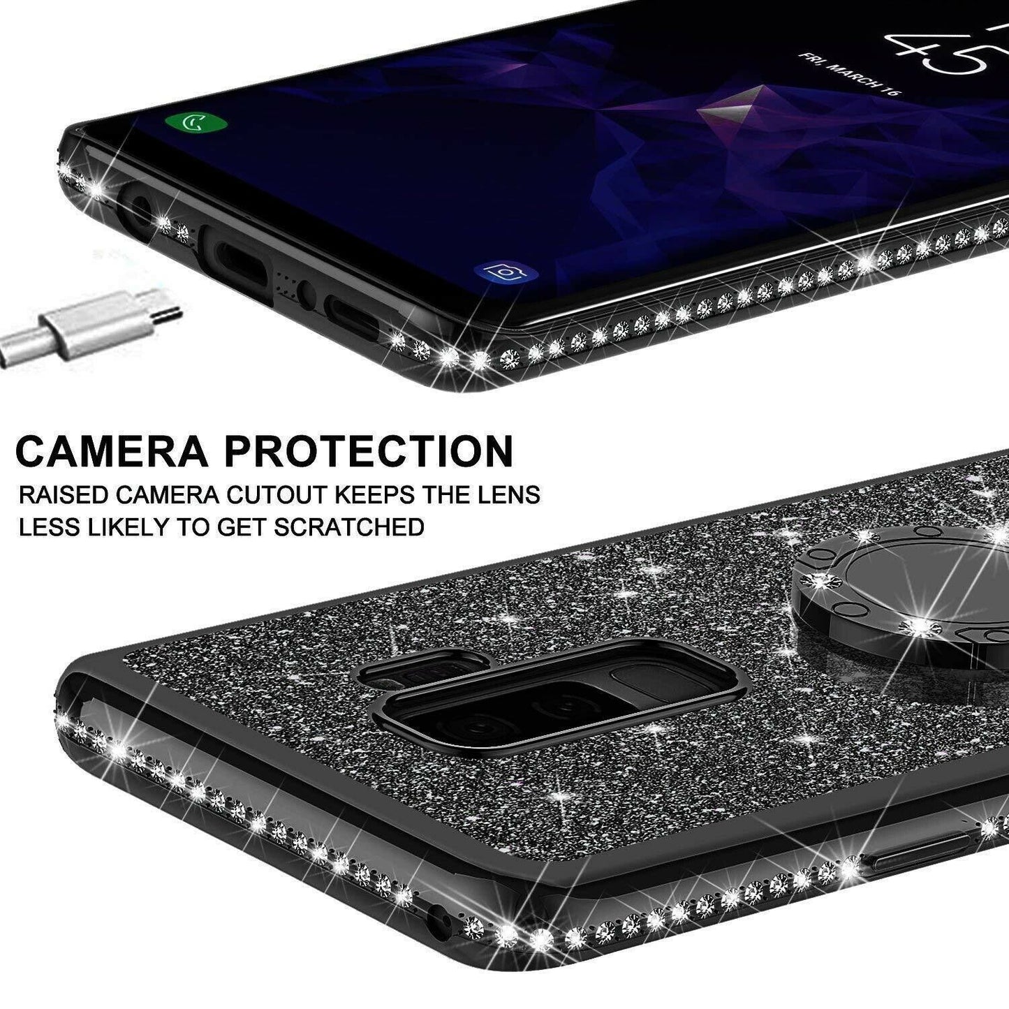 Bling Glitter Ring Stand Back Case for Samsung Galaxy S20 Plus Ultra - carolay.co