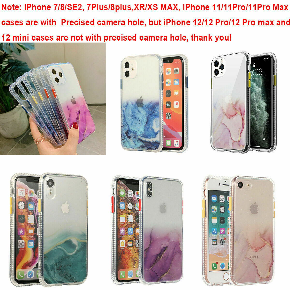 Bling Marble Clear Shockproof Cover for iPhone - carolay.co