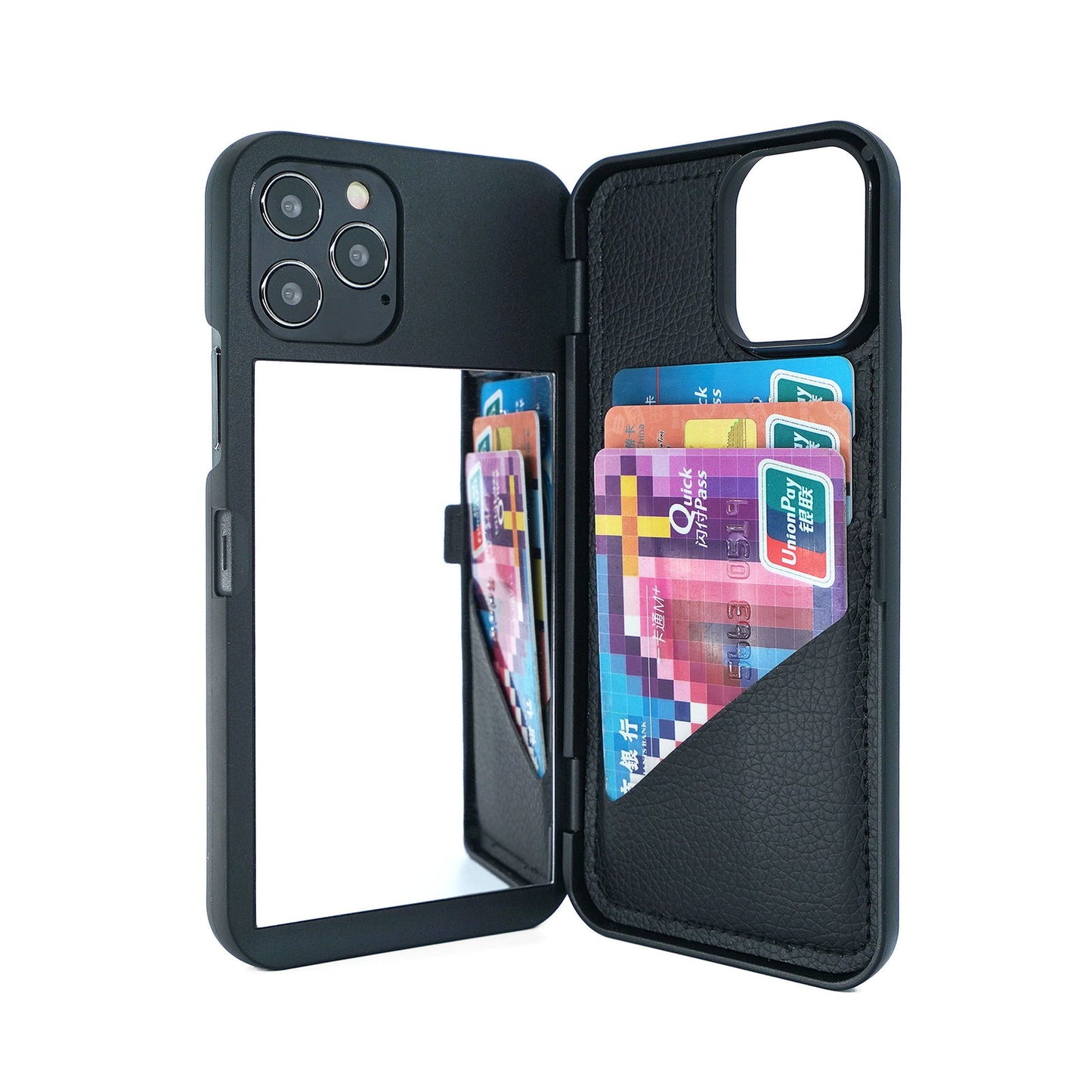 Card Slot Wallet Makeup Mirror Back Cover Flip Case for iPhone - carolay.co