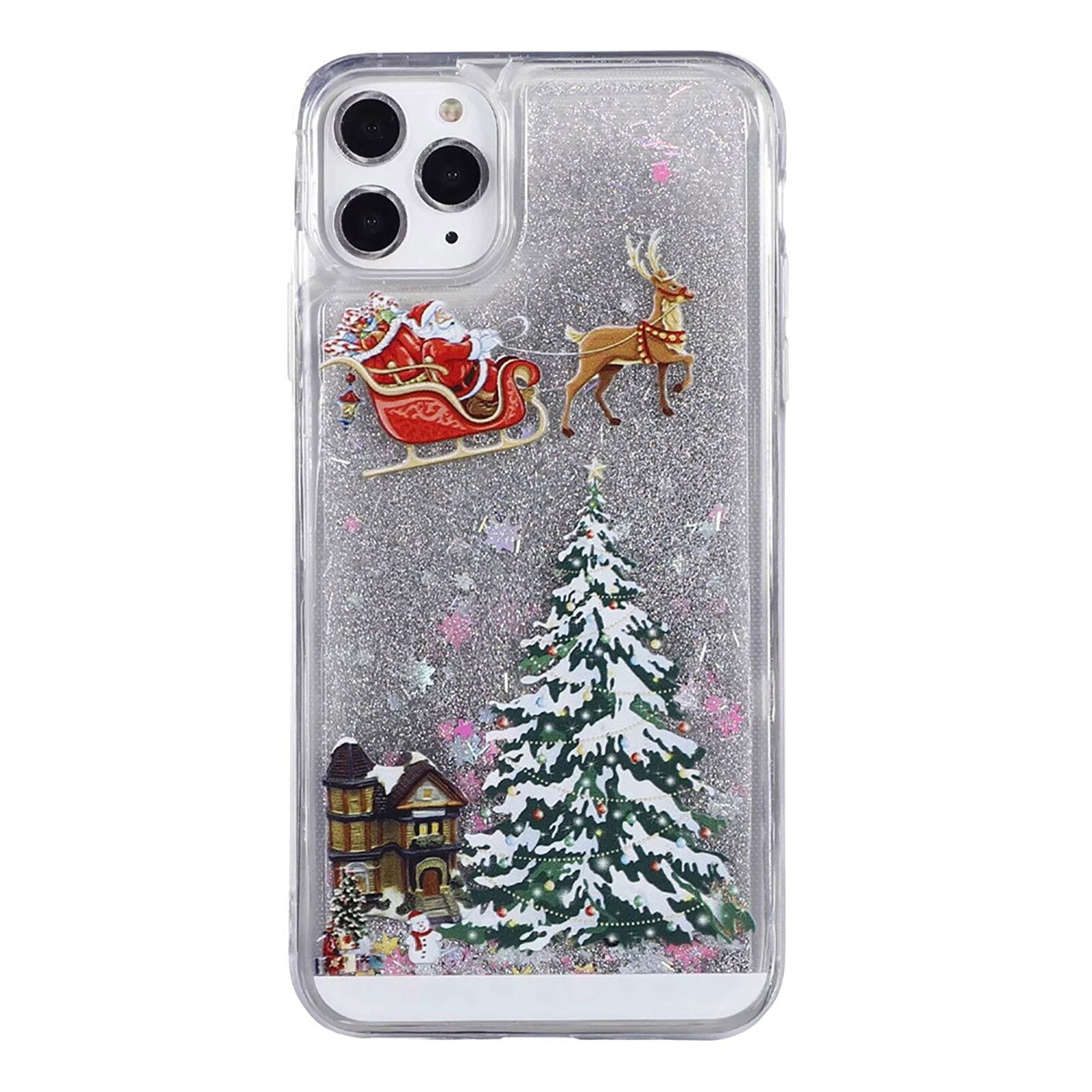 Case Christmas Tree Silicone Cover Flash Powder Slim case for iPhone - carolay.co