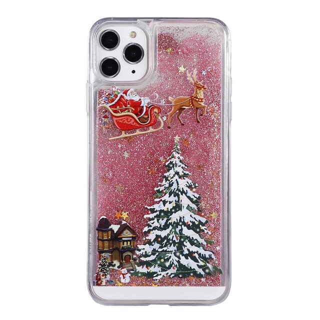 Case Christmas Tree Silicone Cover Flash Powder Slim case for iPhone - carolay.co