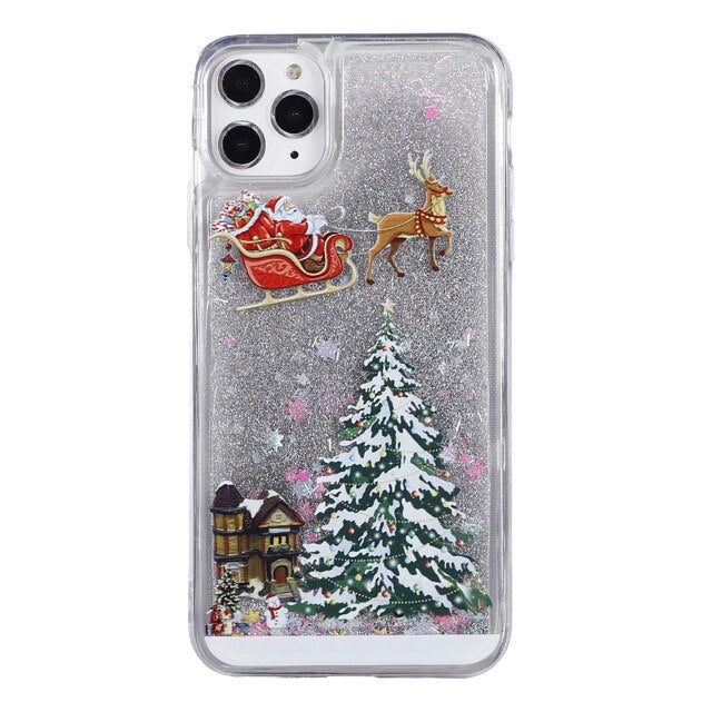 Case Christmas Tree Silicone Cover Flash Powder Slim case for iPhone - carolay.co