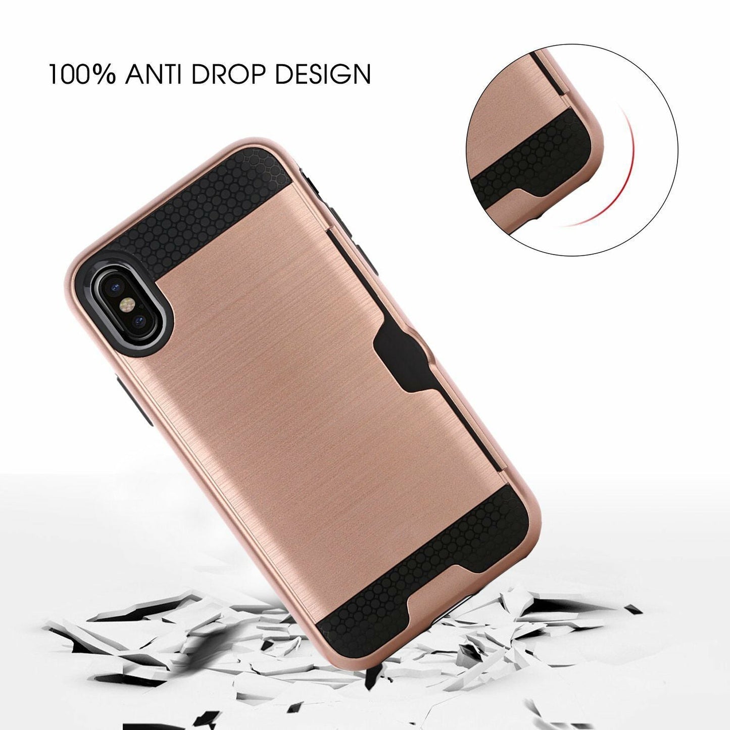 Case Fits Card Wallet Shockproof Bumper Hard Protective for iPhone - carolay.co