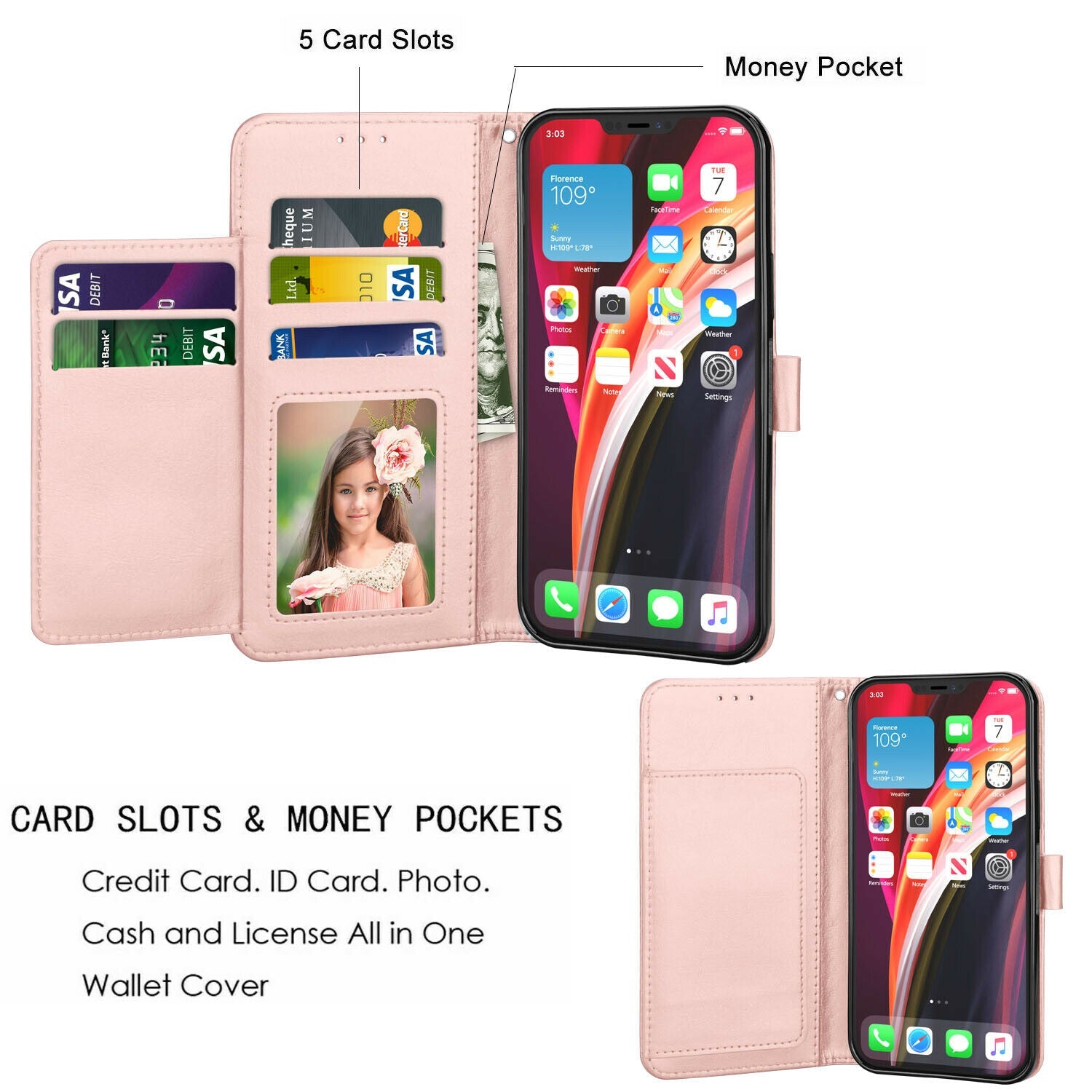 Case Leather Flip Wallet Holder Stand Cover For iPhone - carolay.co