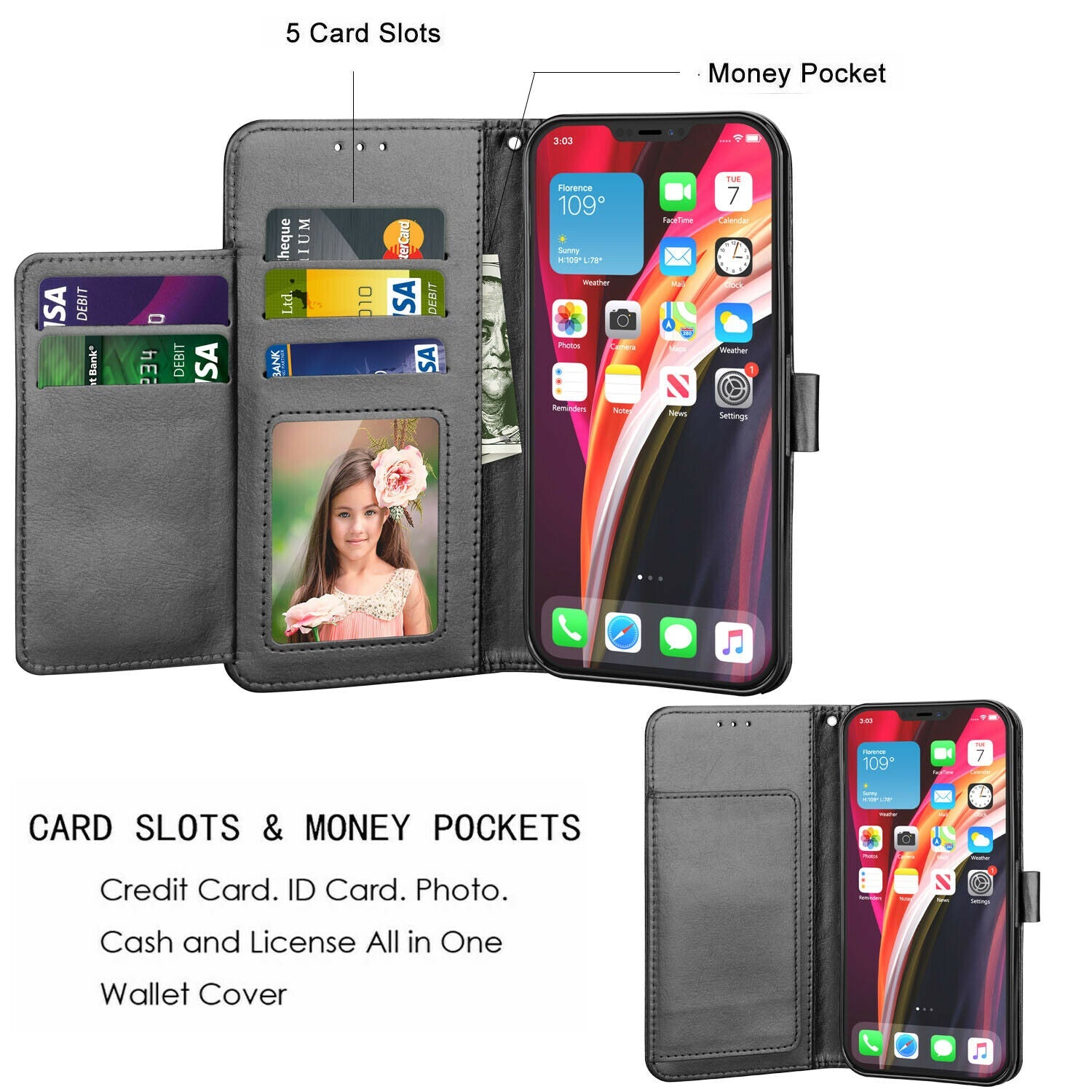 Case Leather Flip Wallet Holder Stand Cover For iPhone - carolay.co