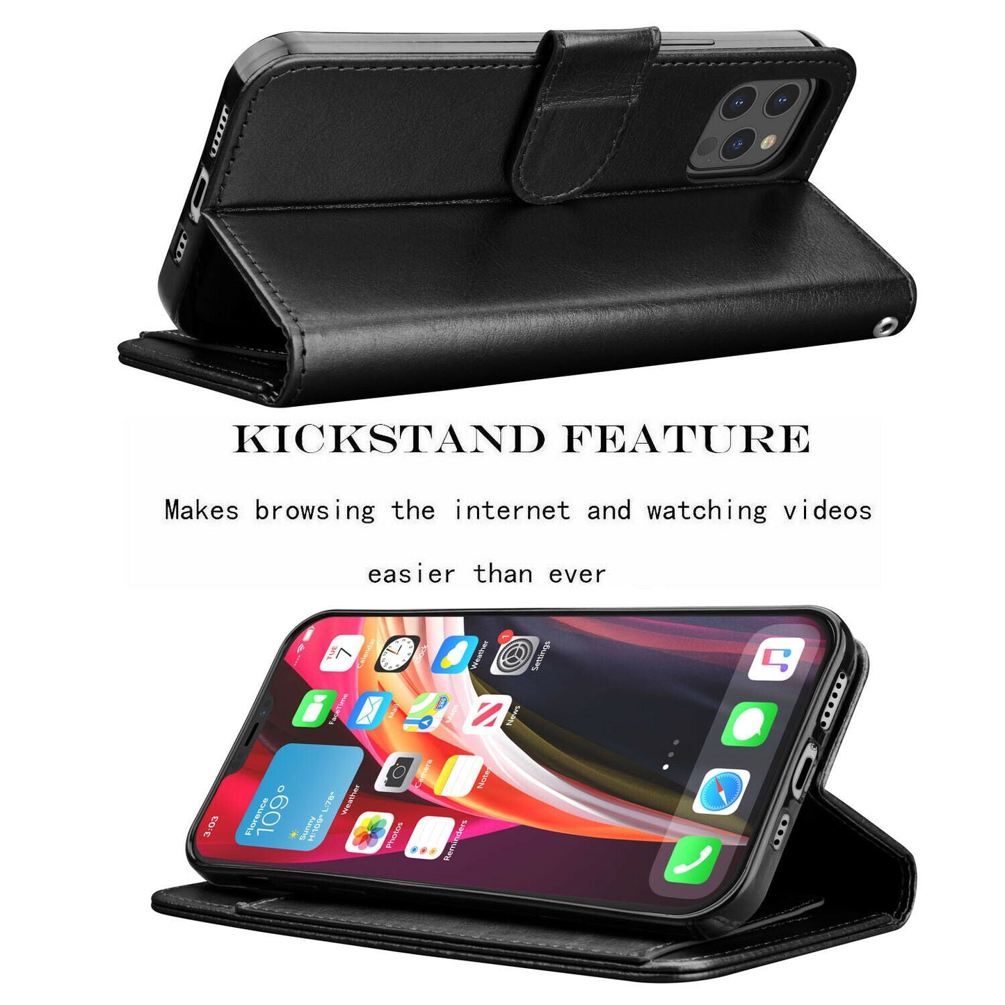 Case Leather Flip Wallet Holder Stand Cover For iPhone - carolay.co
