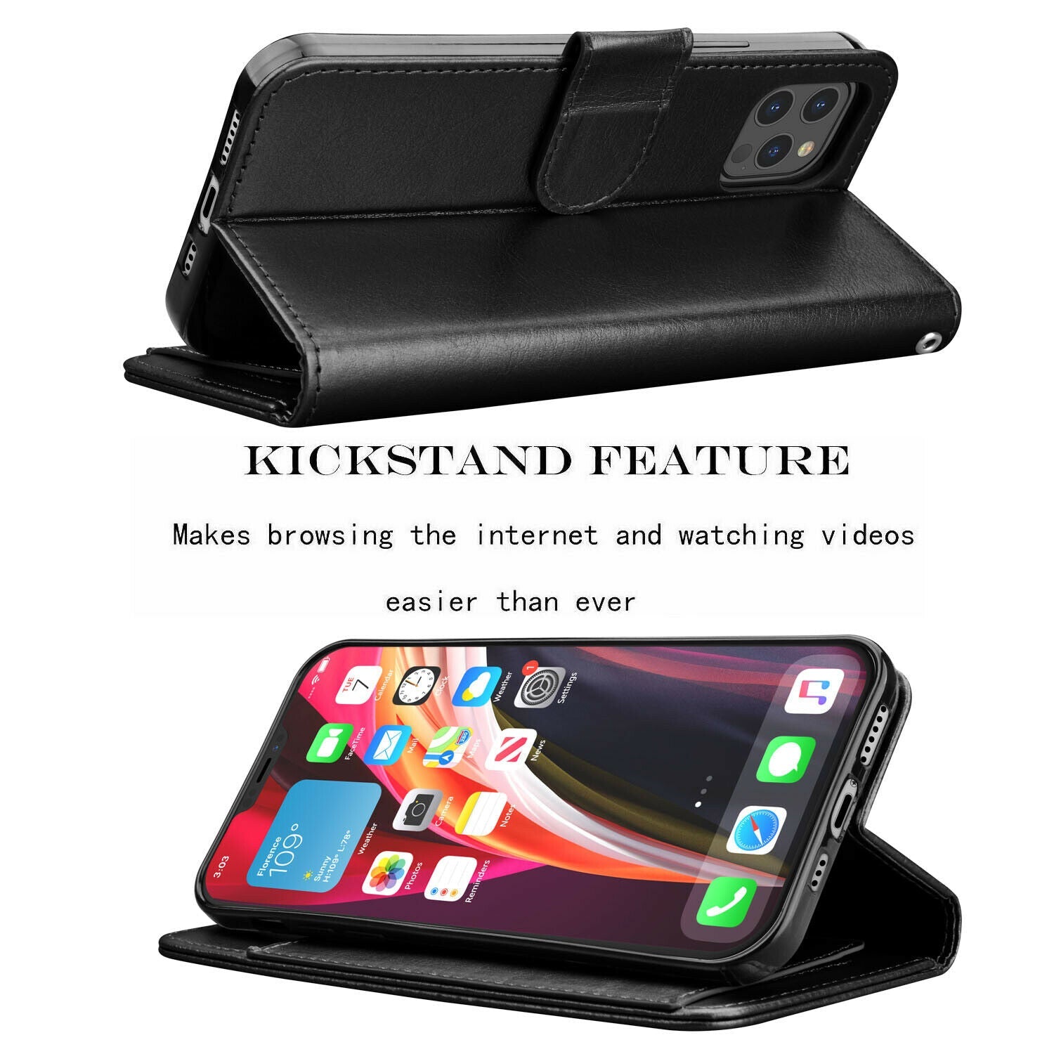 Case Leather Flip Wallet Holder Stand Cover For iPhone - carolay.co