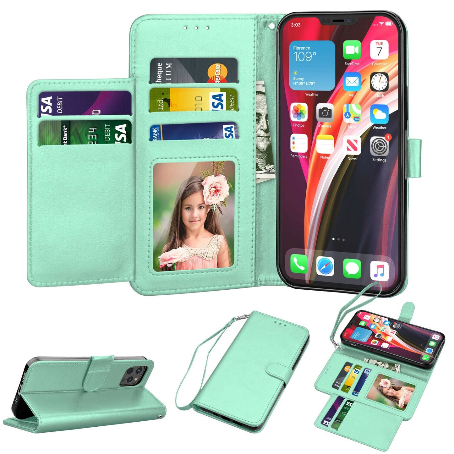 Case Leather Flip Wallet Holder Stand Cover For iPhone - carolay.co