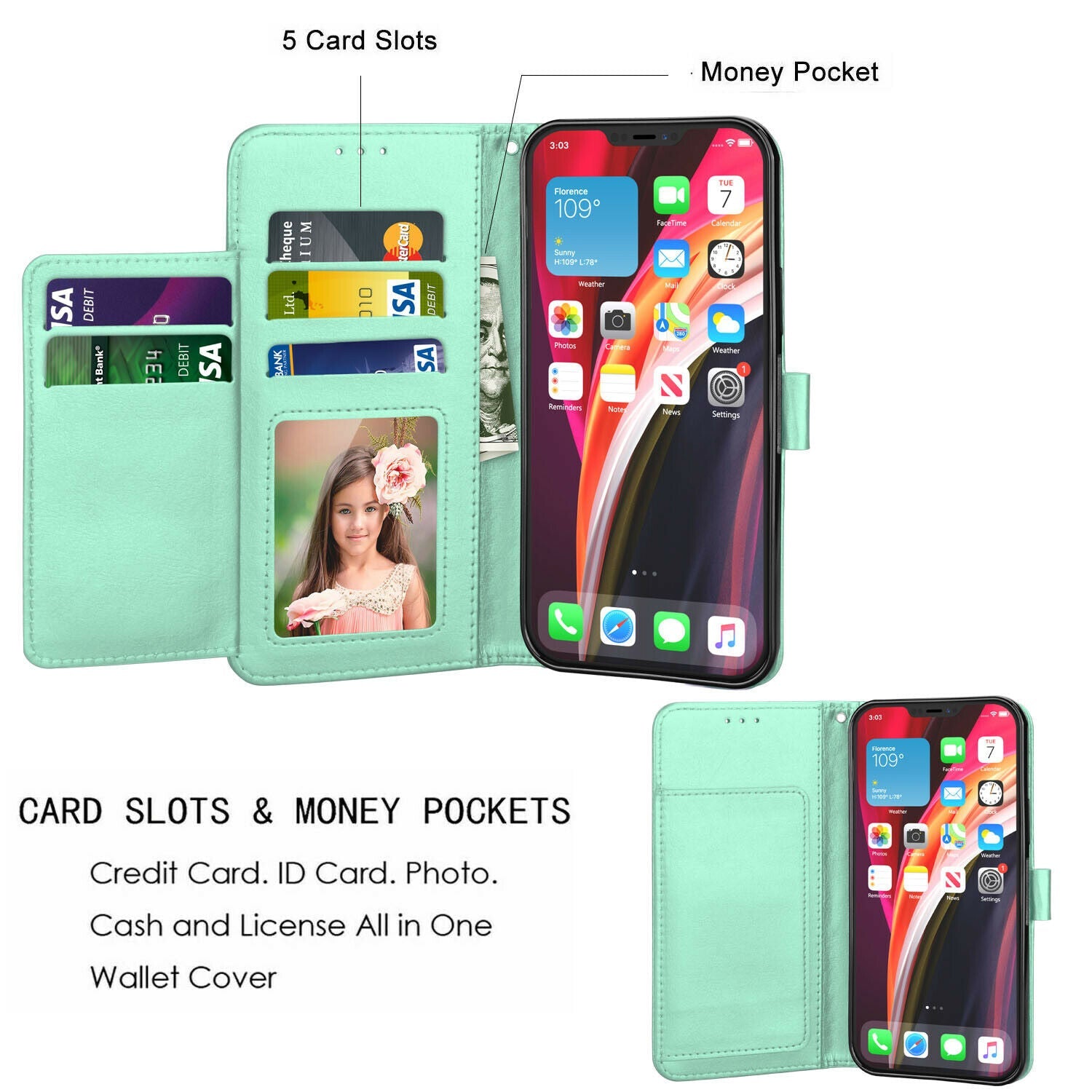 Case Leather Flip Wallet Holder Stand Cover For iPhone - carolay.co