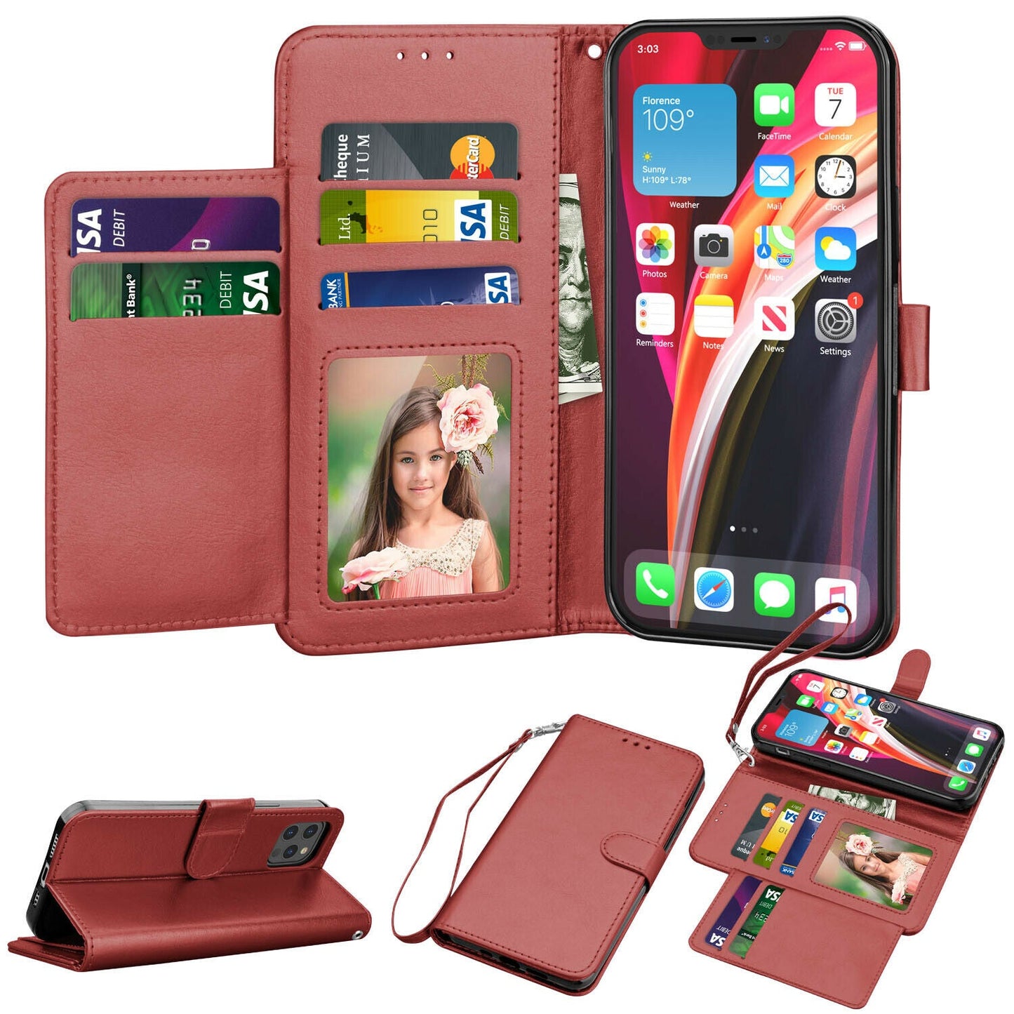 Case Leather Flip Wallet Holder Stand Cover For iPhone - carolay.co