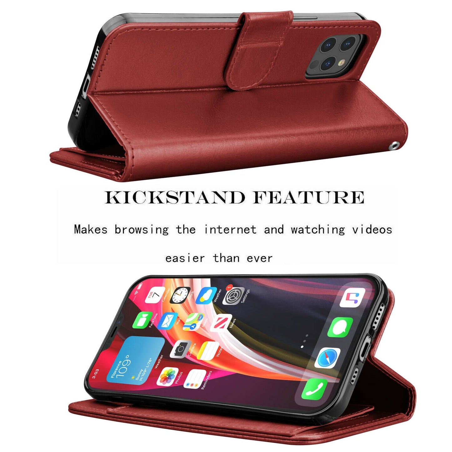 Case Leather Flip Wallet Holder Stand Cover For iPhone - carolay.co