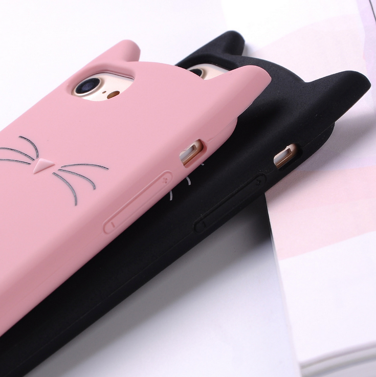 Cute Cat Silicone Fitted Cover for iPhone - carolay.co