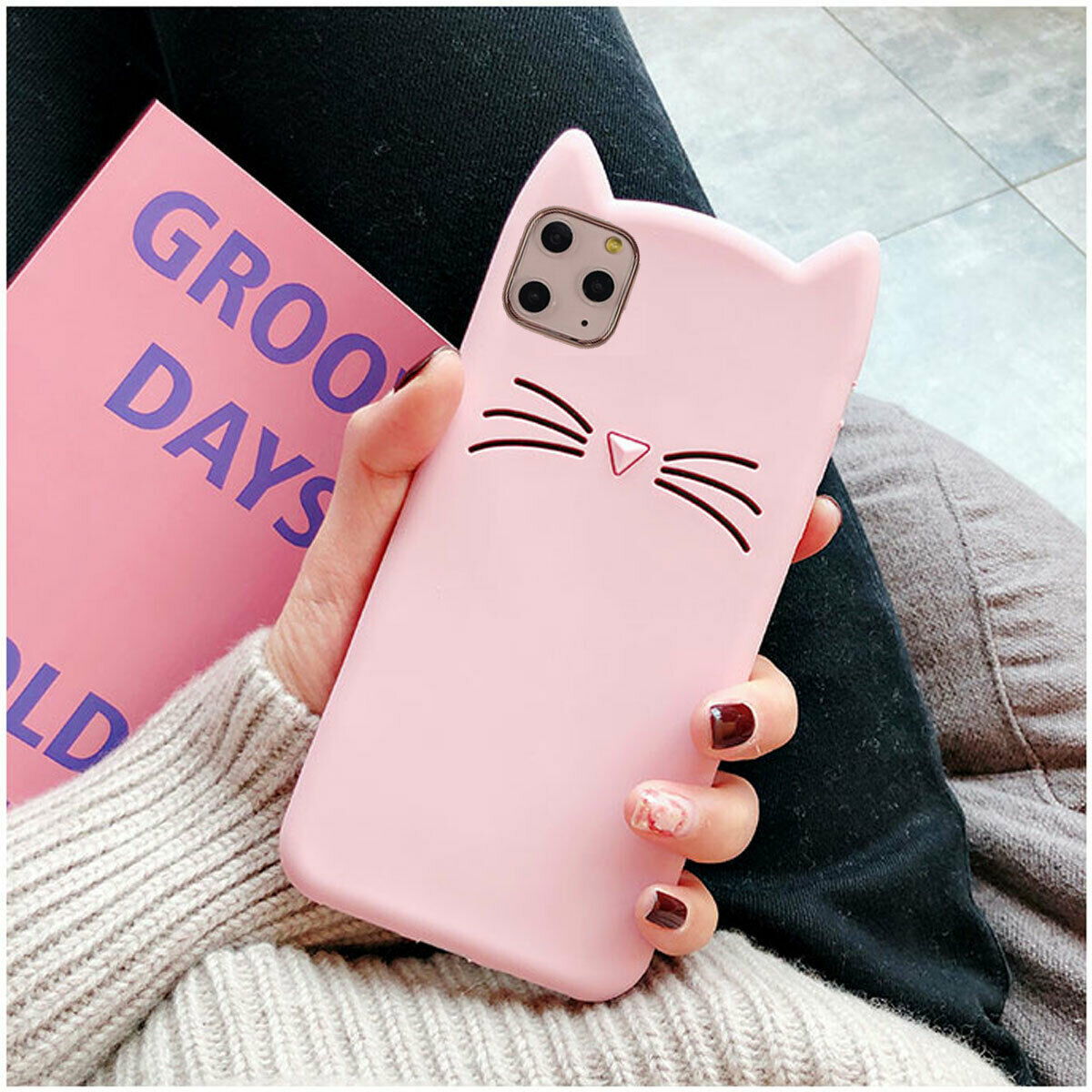 Cute Cat Silicone Fitted Cover for iPhone - carolay.co