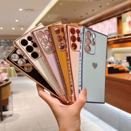 Cute Heart Plating Case For Samsung S23/S22 - carolay.co