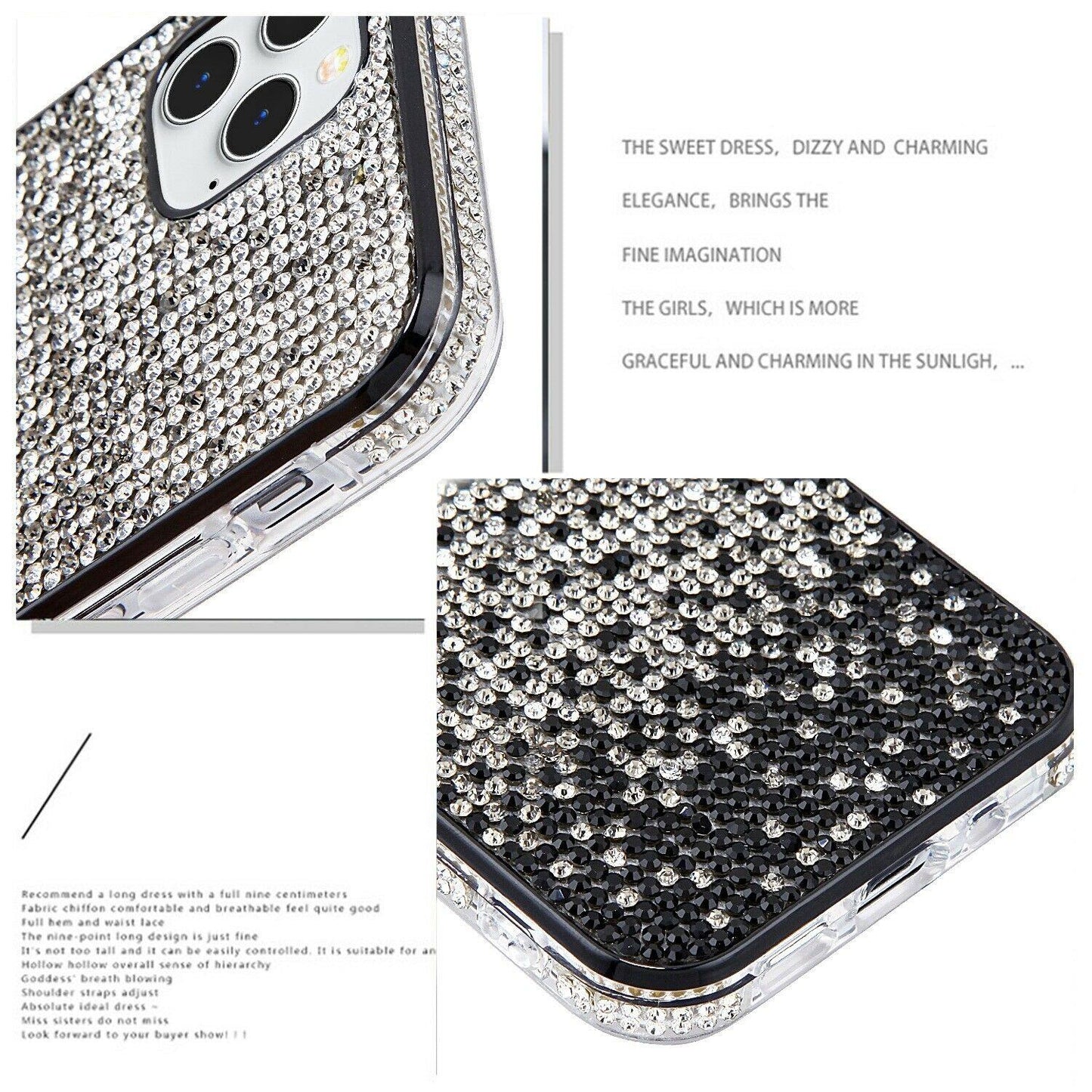 Diamond Bling Crystal Case Black iPhone 12 12 Pro Max - carolay.co