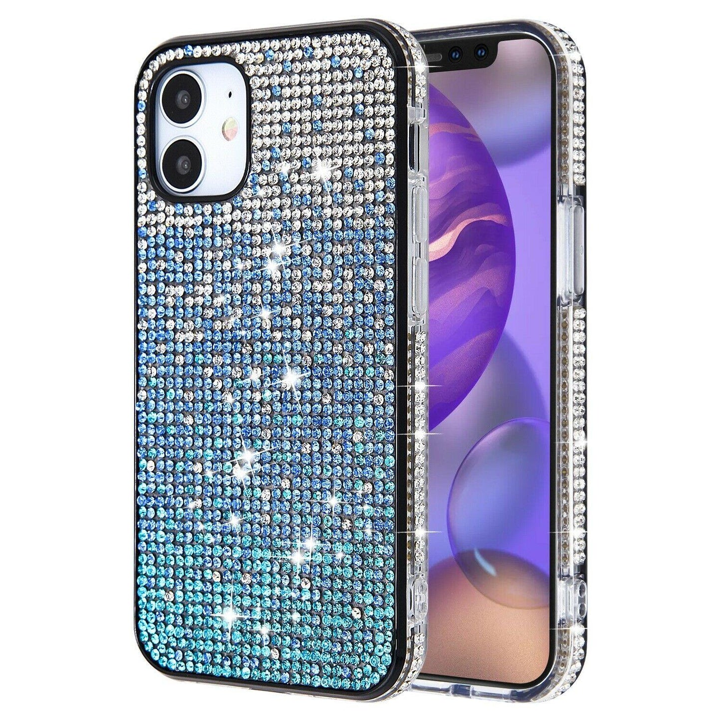 Diamond Bling Crystal Case Blue iPhone 12  12 Pro Max 12 Mini - carolay.co