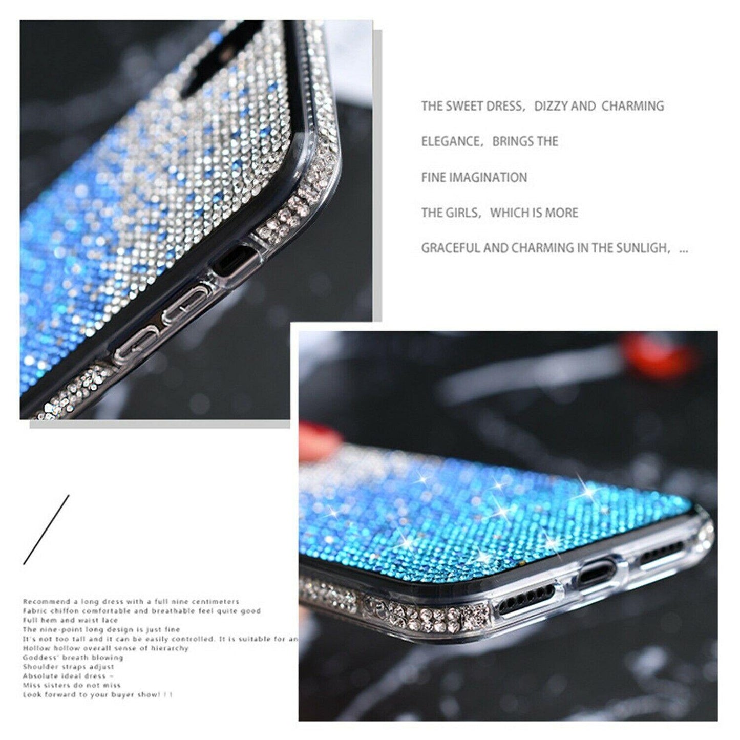 Diamond Bling Crystal Case Blue iPhone 12  12 Pro Max 12 Mini - carolay.co