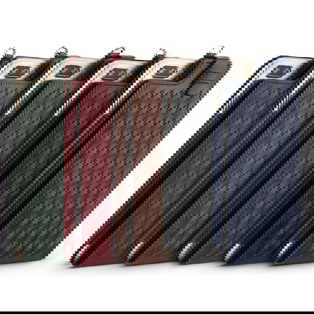 Fits Luxurious Woven Leather Card Slot Wallet Case Lanyard For iPhone - carolay.co