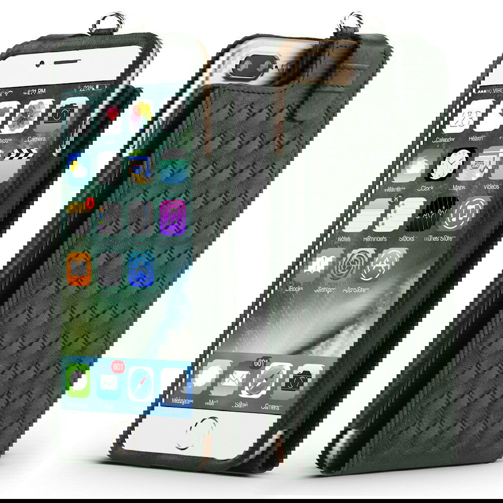 Fits Luxurious Woven Leather Card Slot Wallet Case Lanyard For iPhone - carolay.co