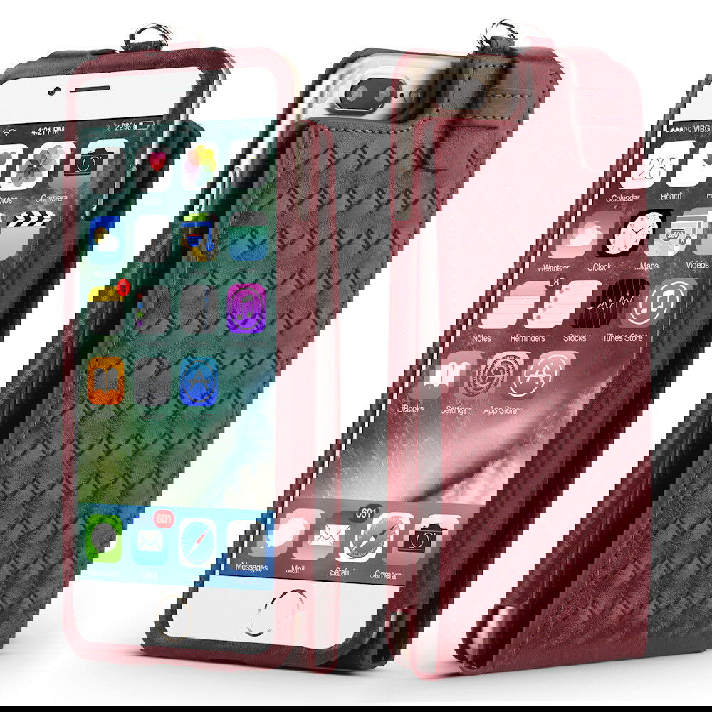 Fits Luxurious Woven Leather Card Slot Wallet Case Lanyard For iPhone - carolay.co
