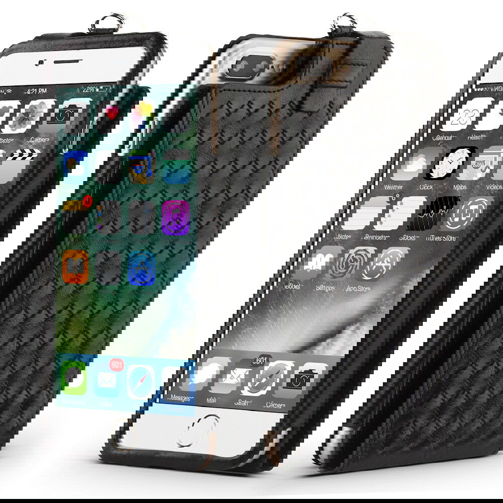 Fits Luxurious Woven Leather Card Slot Wallet Case Lanyard For iPhone - carolay.co