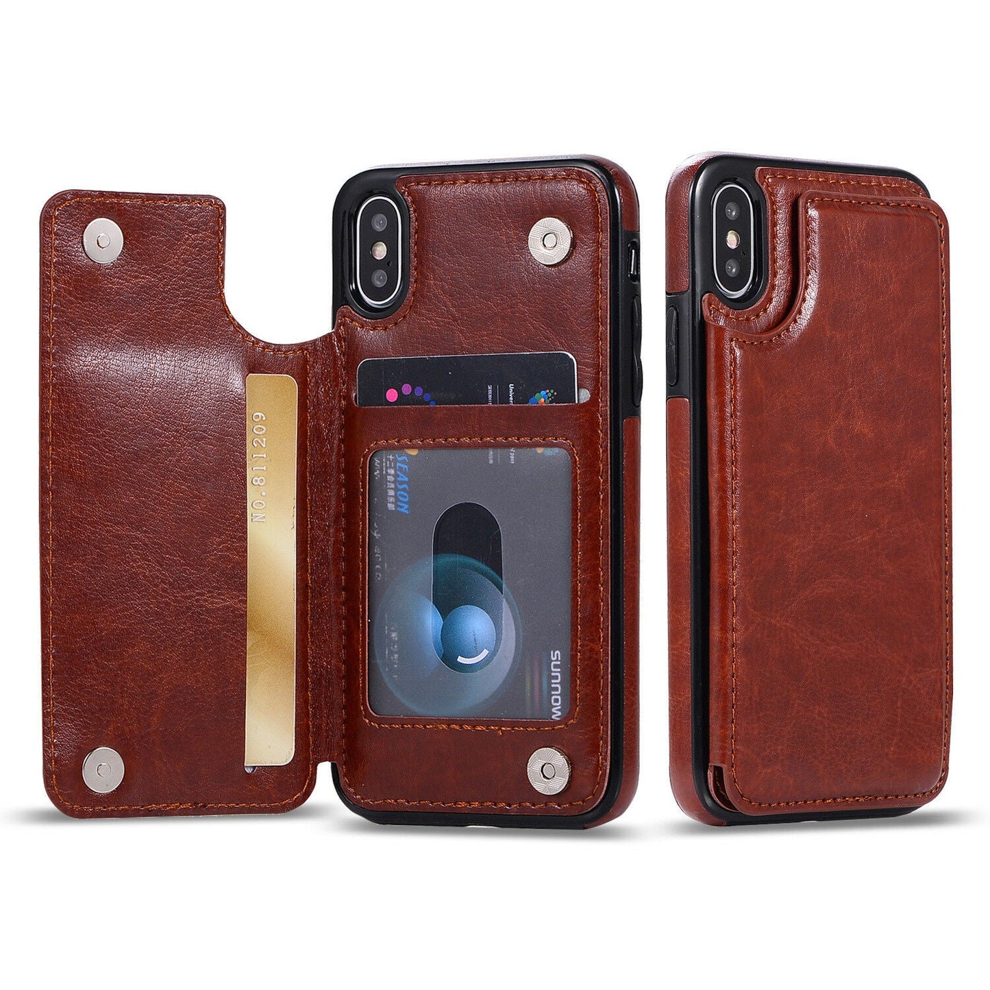 Fits Wallet Card Slot Case Leather Shockproof Magnetic For iPhone - carolay.co