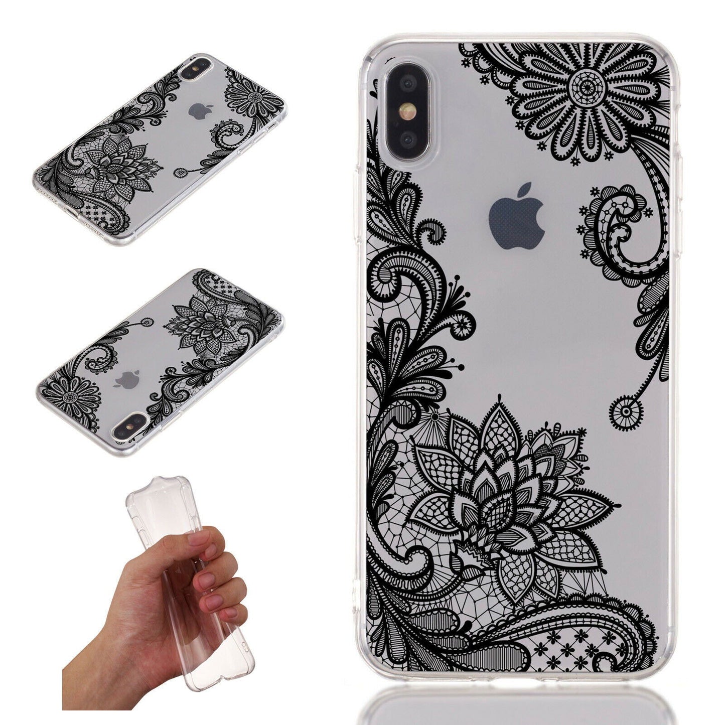 Flower Pattern Clear Soft Ultra Slim Back Case For iPhone - carolay.co