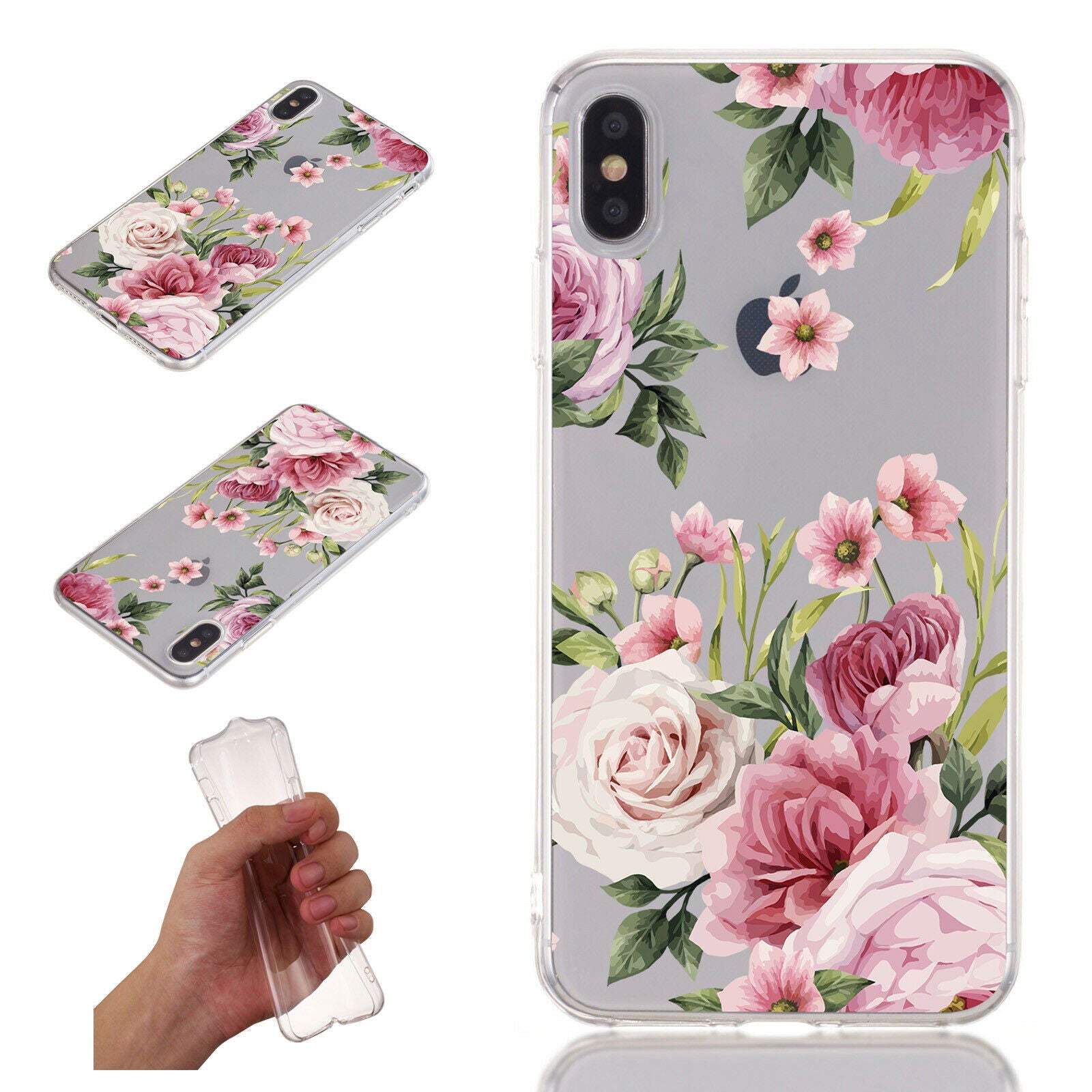 Flower Pattern Clear Soft Ultra Slim Back Case For iPhone - carolay.co