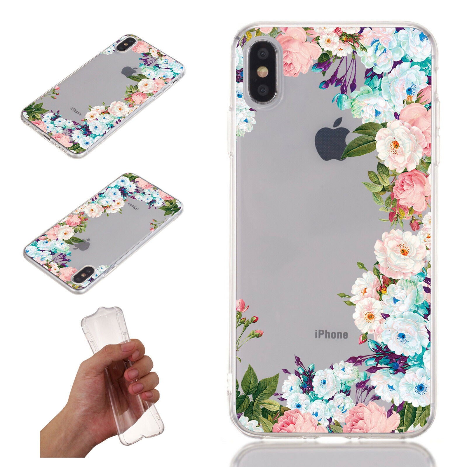 Flower Pattern Clear Soft Ultra Slim Back Case For iPhone - carolay.co