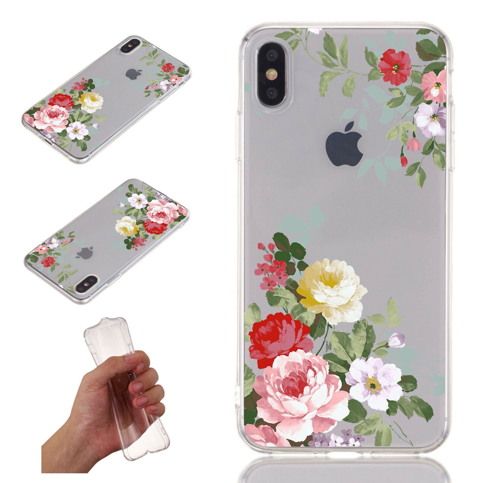 Flower Pattern Clear Soft Ultra Slim Back Case For iPhone - carolay.co