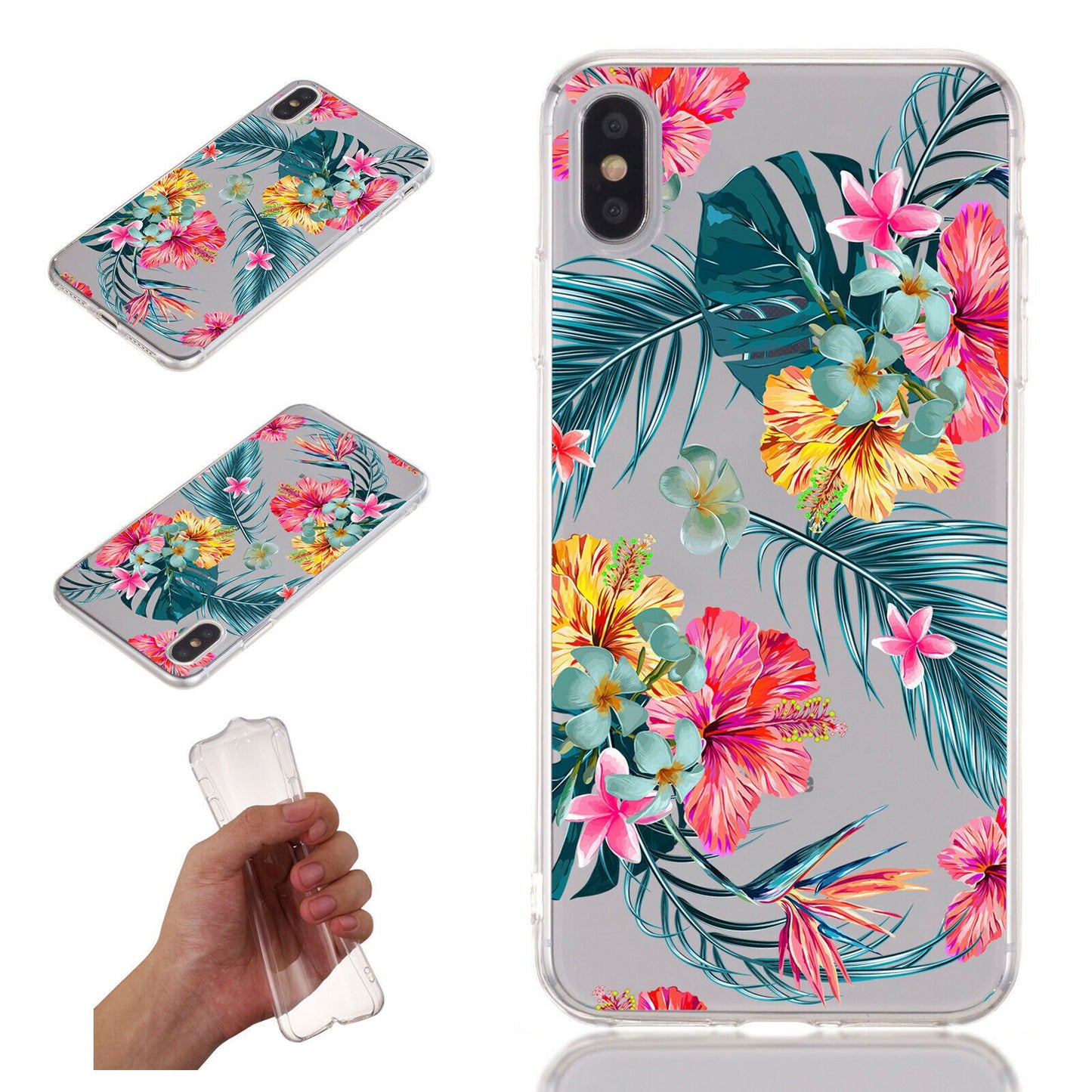 Flower Pattern Clear Soft Ultra Slim Back Case For iPhone - carolay.co
