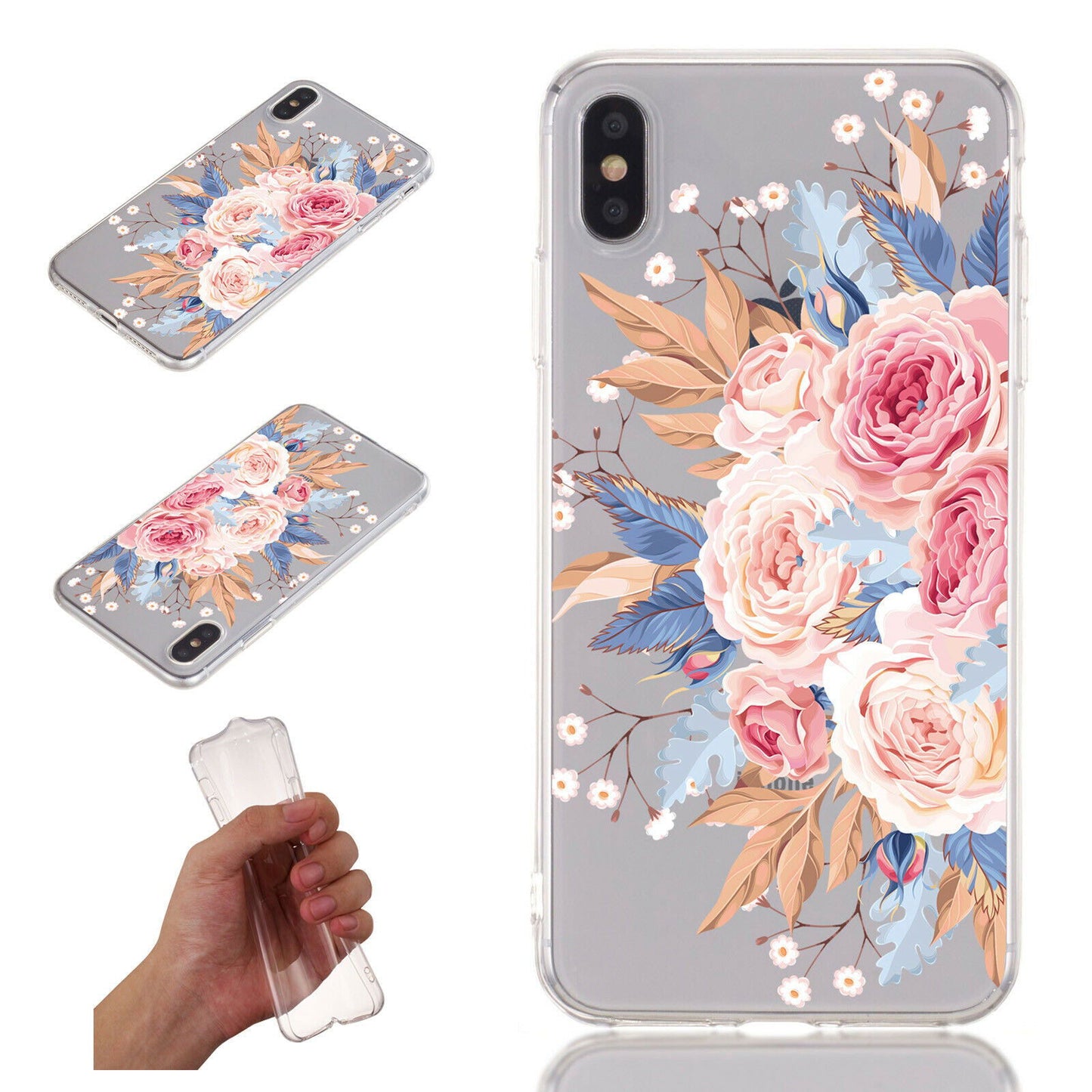 Flower Pattern Clear Soft Ultra Slim Back Case For iPhone - carolay.co