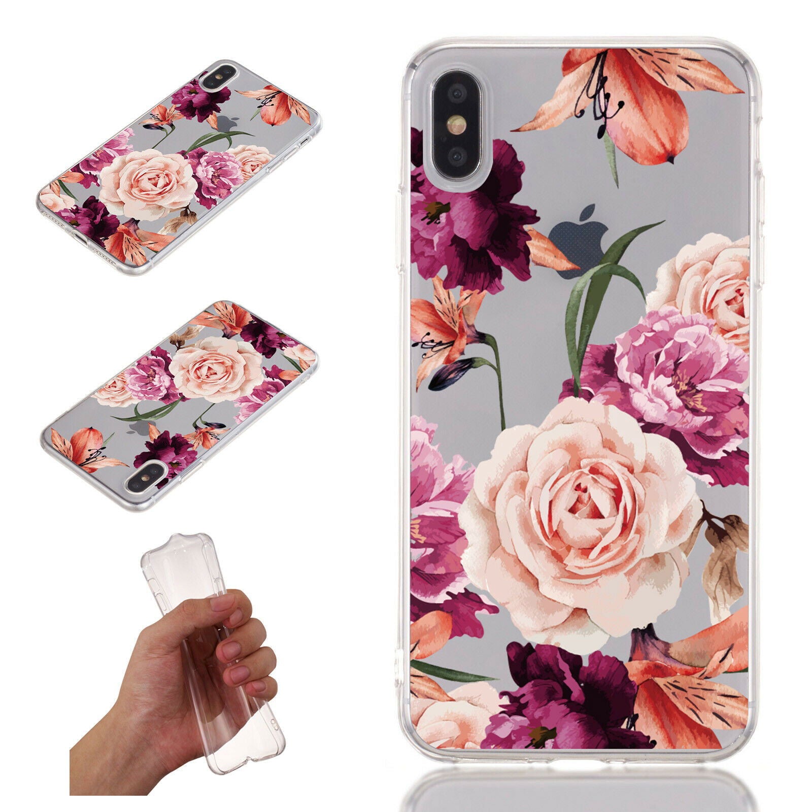 Flower Pattern Clear Soft Ultra Slim Back Case For iPhone - carolay.co