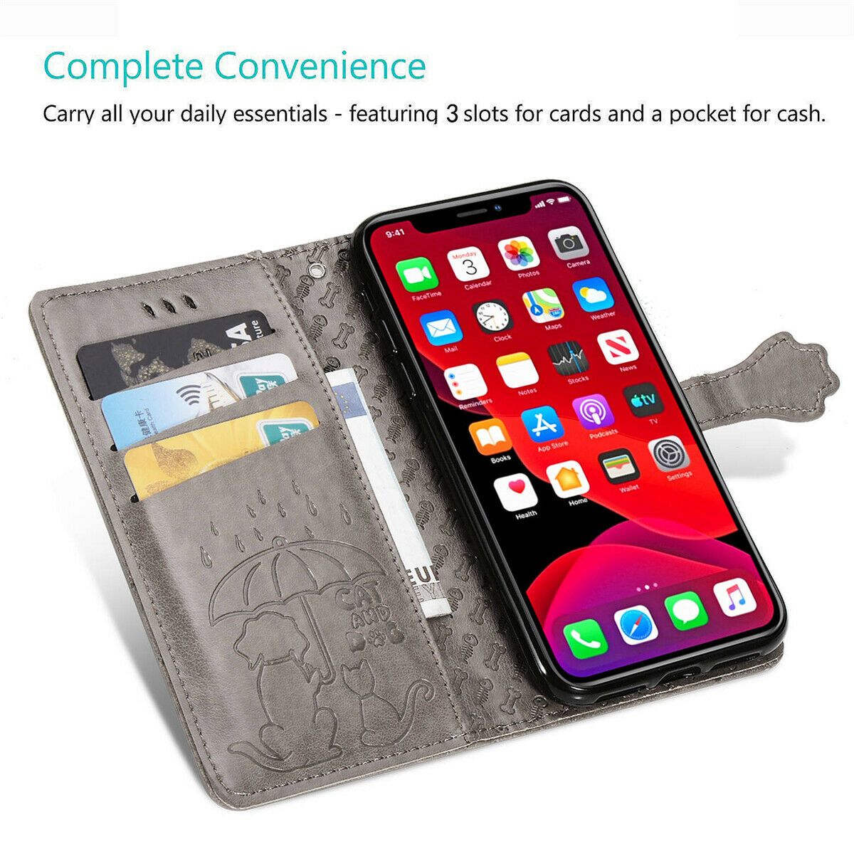 Flower Retro Leather Wallet Stand Case For iPhone - carolay.co