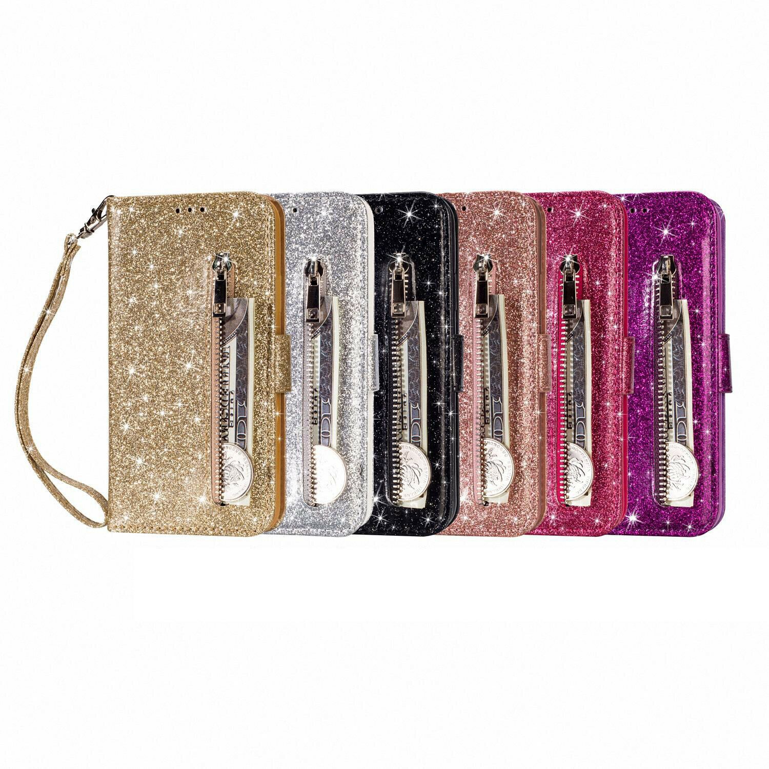 Glitter Bling Leather Zipper Wallet Case For iPhone - carolay.co