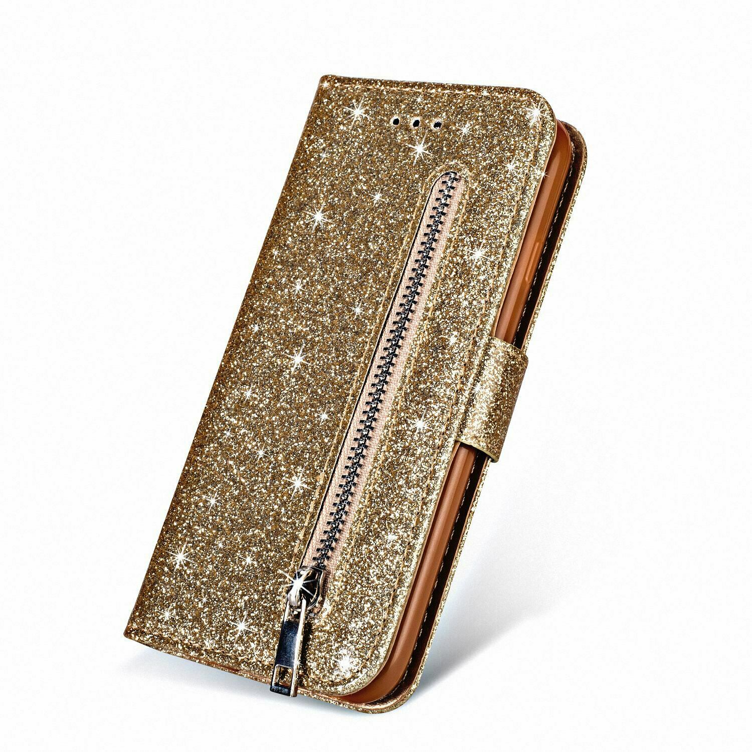 Glitter Bling Leather Zipper Wallet Case For iPhone - carolay.co