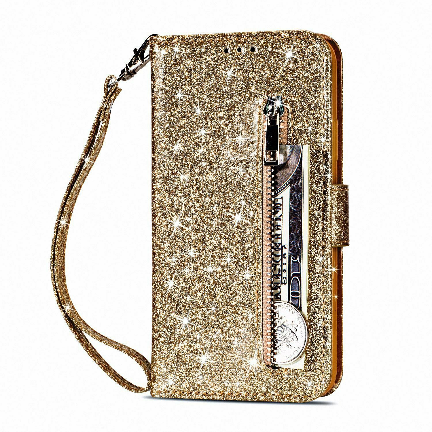 Glitter Bling Leather Zipper Wallet Case For iPhone - carolay.co