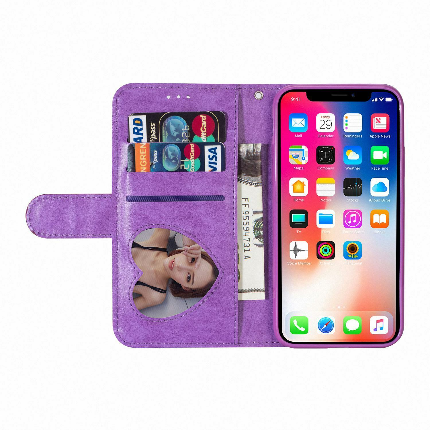 Glitter Bling Leather Zipper Wallet Case For iPhone - carolay.co