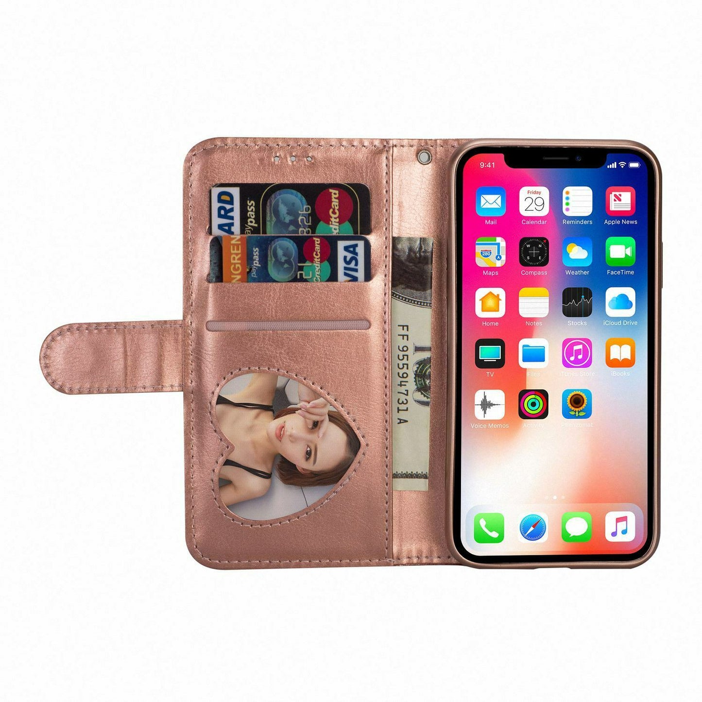 Glitter Bling Leather Zipper Wallet Case For iPhone - carolay.co