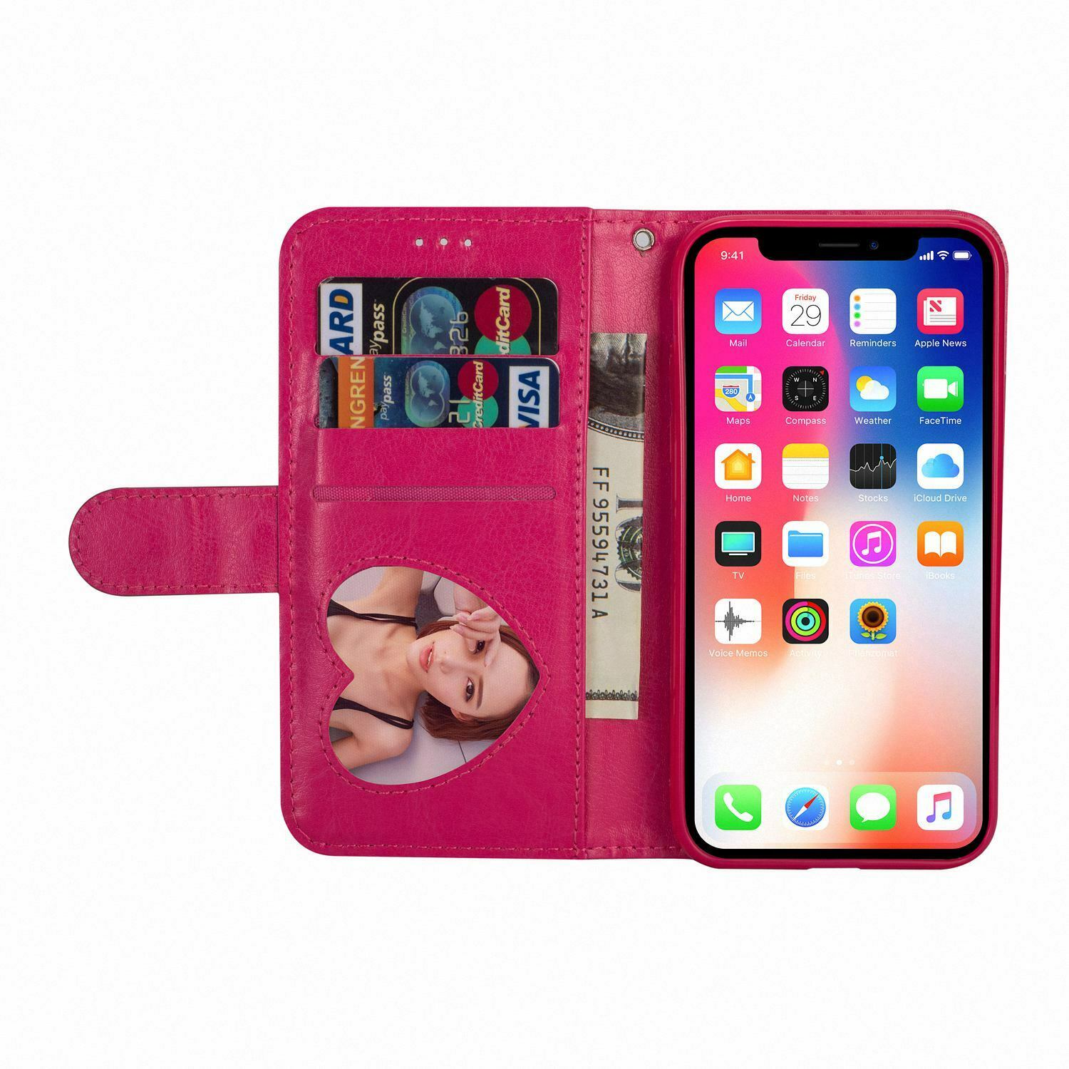 Glitter Bling Leather Zipper Wallet Case For iPhone - carolay.co