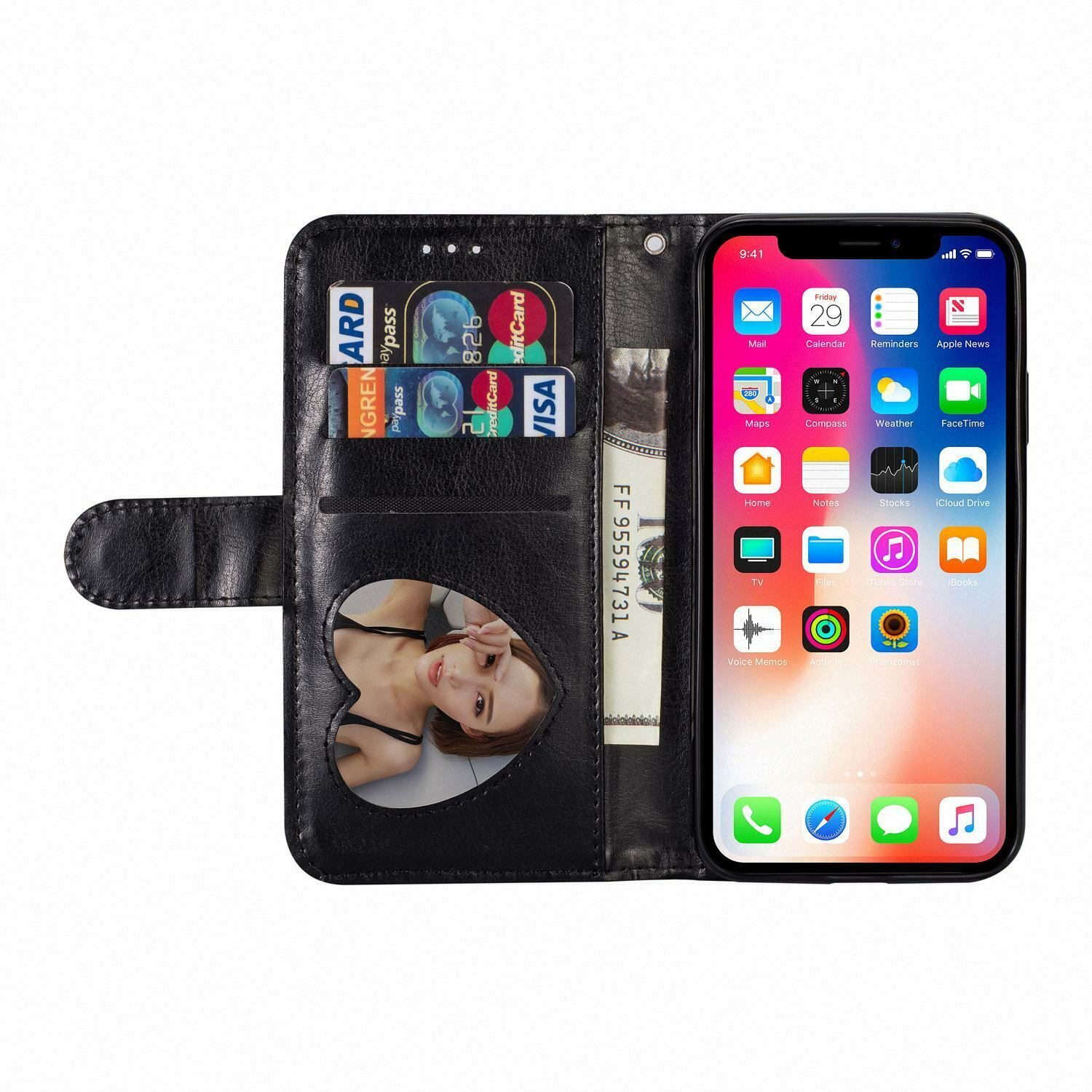 Glitter Bling Leather Zipper Wallet Case For iPhone - carolay.co