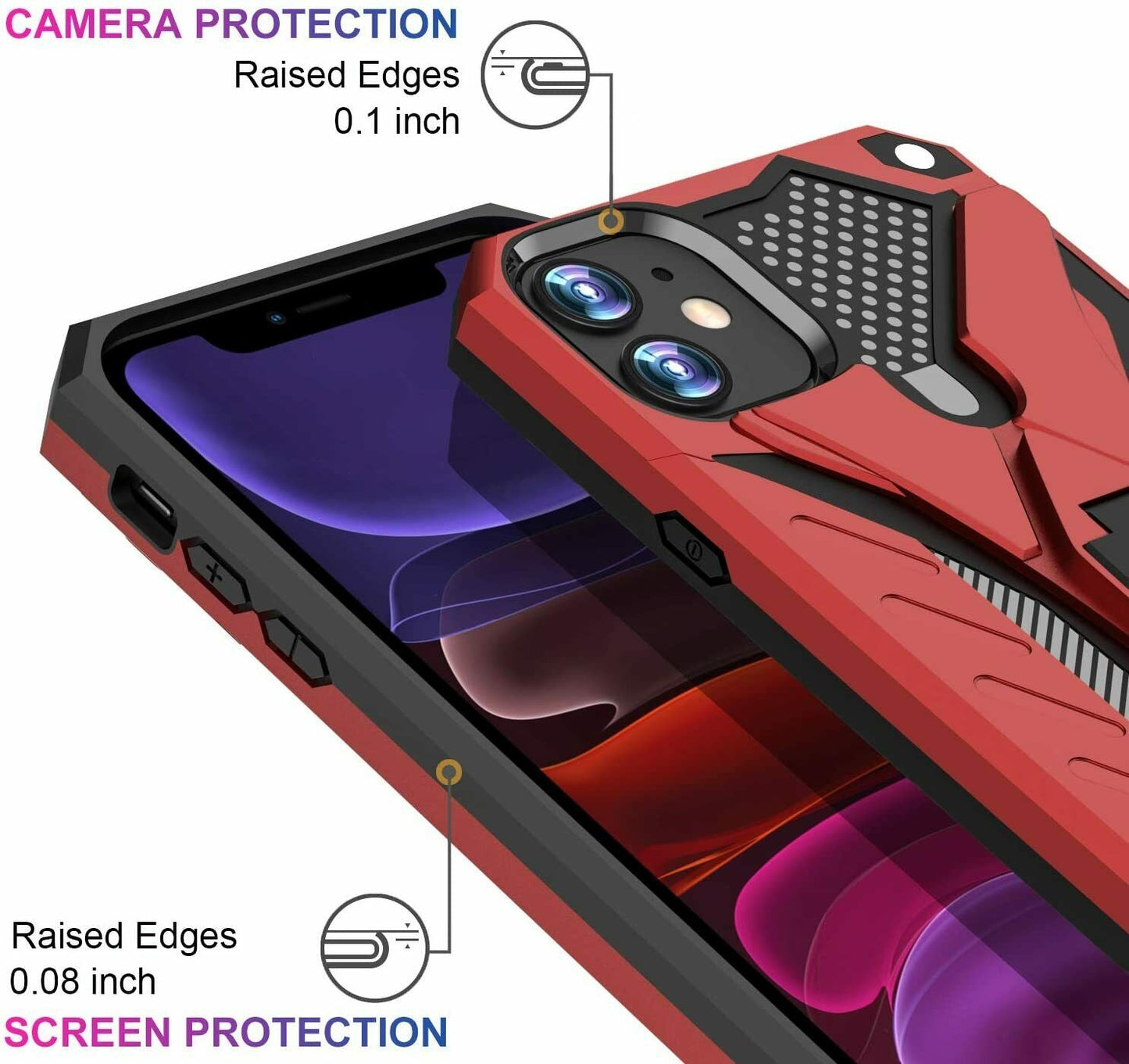 Heavy Duty Shockproof Stand Cover Glass Screen Protector For iPhone - carolay.co