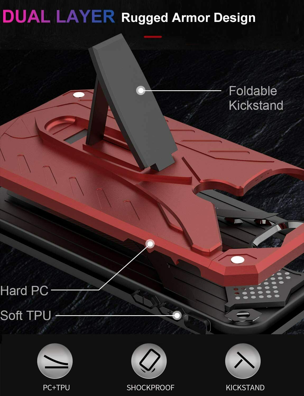 Heavy Duty Shockproof Stand Cover Glass Screen Protector For iPhone - carolay.co