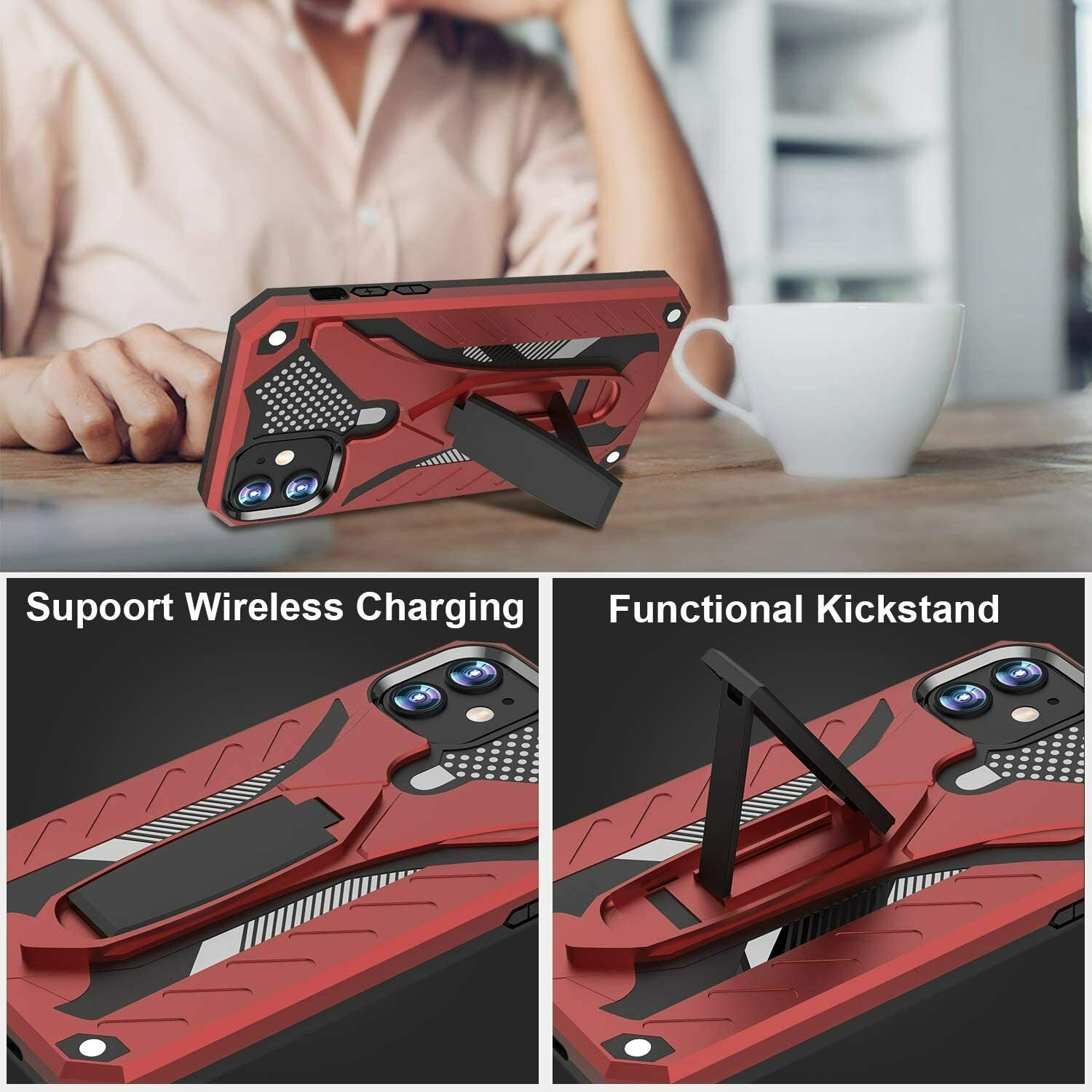 Heavy Duty Shockproof Stand Cover Glass Screen Protector For iPhone - carolay.co