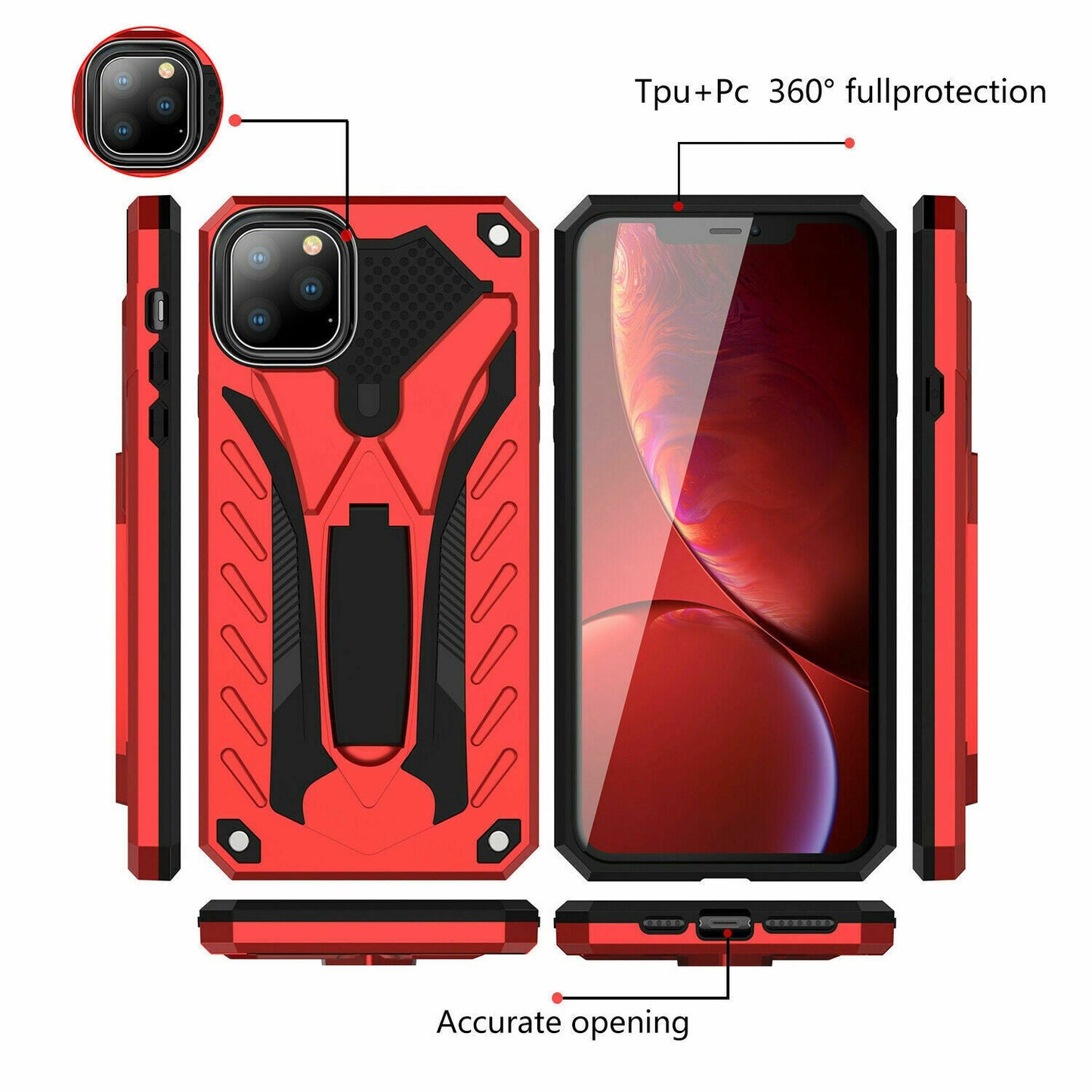 Heavy Duty Shockproof Stand Cover Glass Screen Protector For iPhone - carolay.co