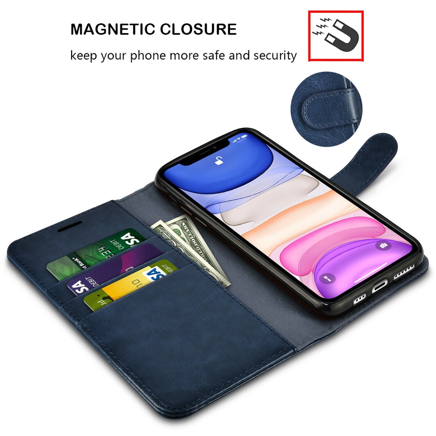 Leather Wallet Case Flip Magnetic Stand Card for iPhone - carolay.co