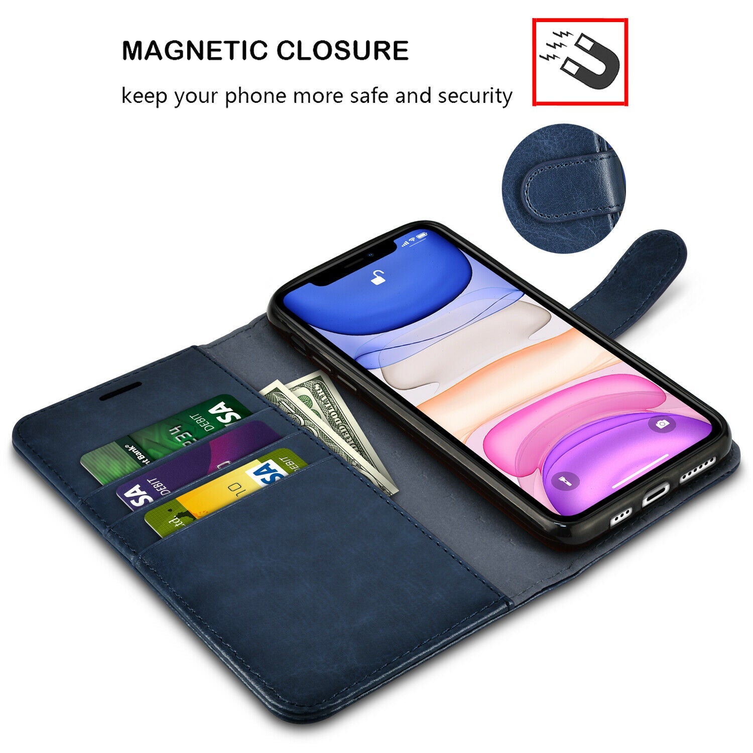 Leather Wallet Case Flip Magnetic Stand Card for iPhone - carolay.co