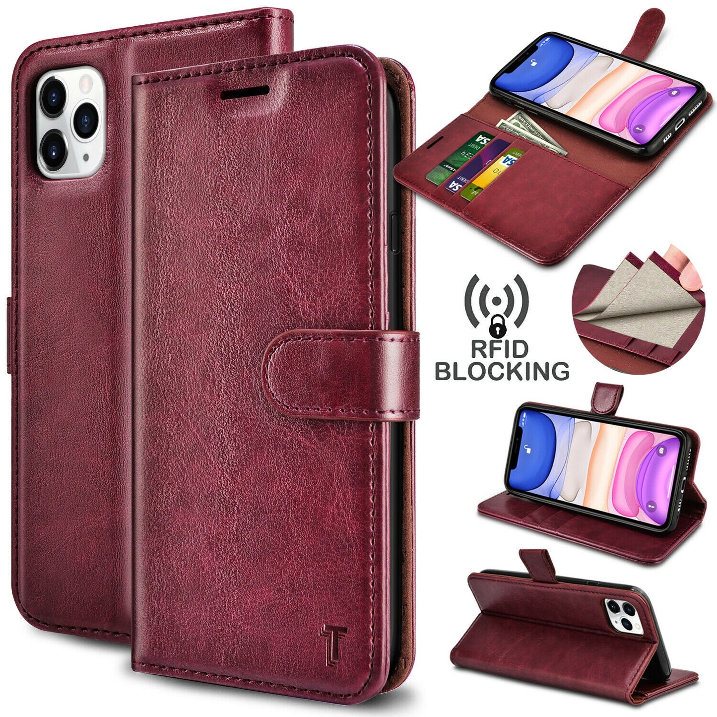 Leather Wallet Case Flip Magnetic Stand Card for iPhone - carolay.co