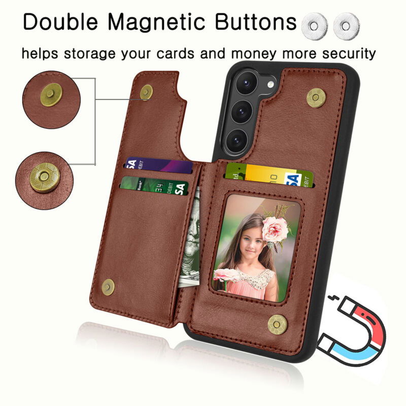 Leather Wallet Case with Card Slots for Samsung S23 - carolay.co