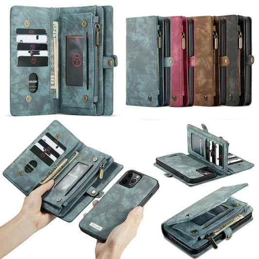 Magnetic Zipper Leather Wallet Case For iPhone - carolay.co